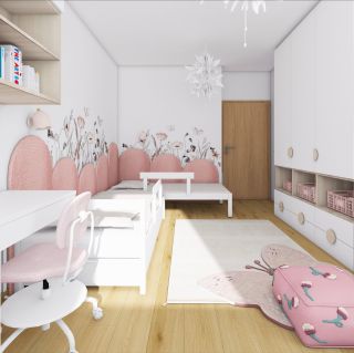 Dvě holčičky, dvě přání — jedna růžový pokojíček, druhá oranžový… a výsledek? Meruňková kombinace s květinovým motivem ✨...